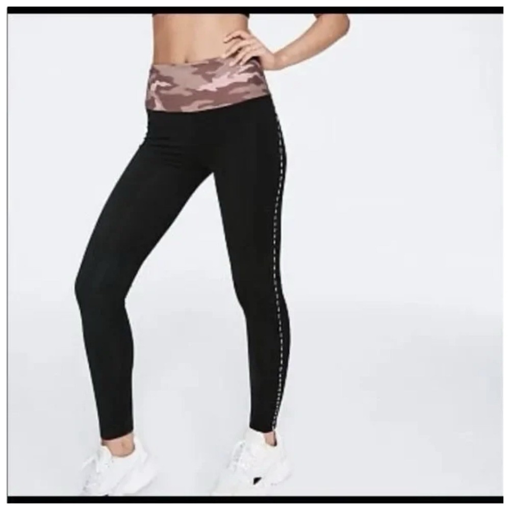 2 Victoria Secret Pink Leggings, Camo Yoga Cotton High Waisted Medium